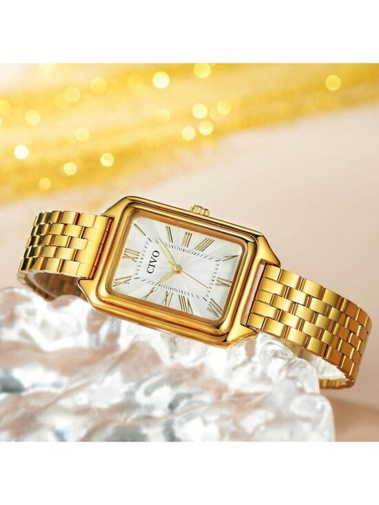 CIVO Women\'s Gold White Vintage Quartz Stainless Steel Bracelet Roman Dial Watch main image 6